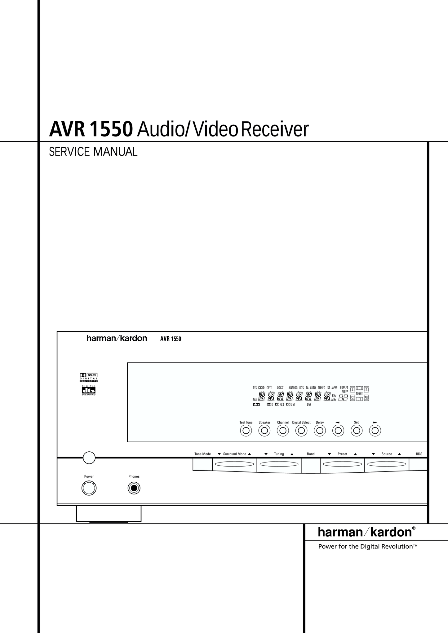 Harman/ Kardon AVR1550 AV Receiver Service Manual (Pages: 61)