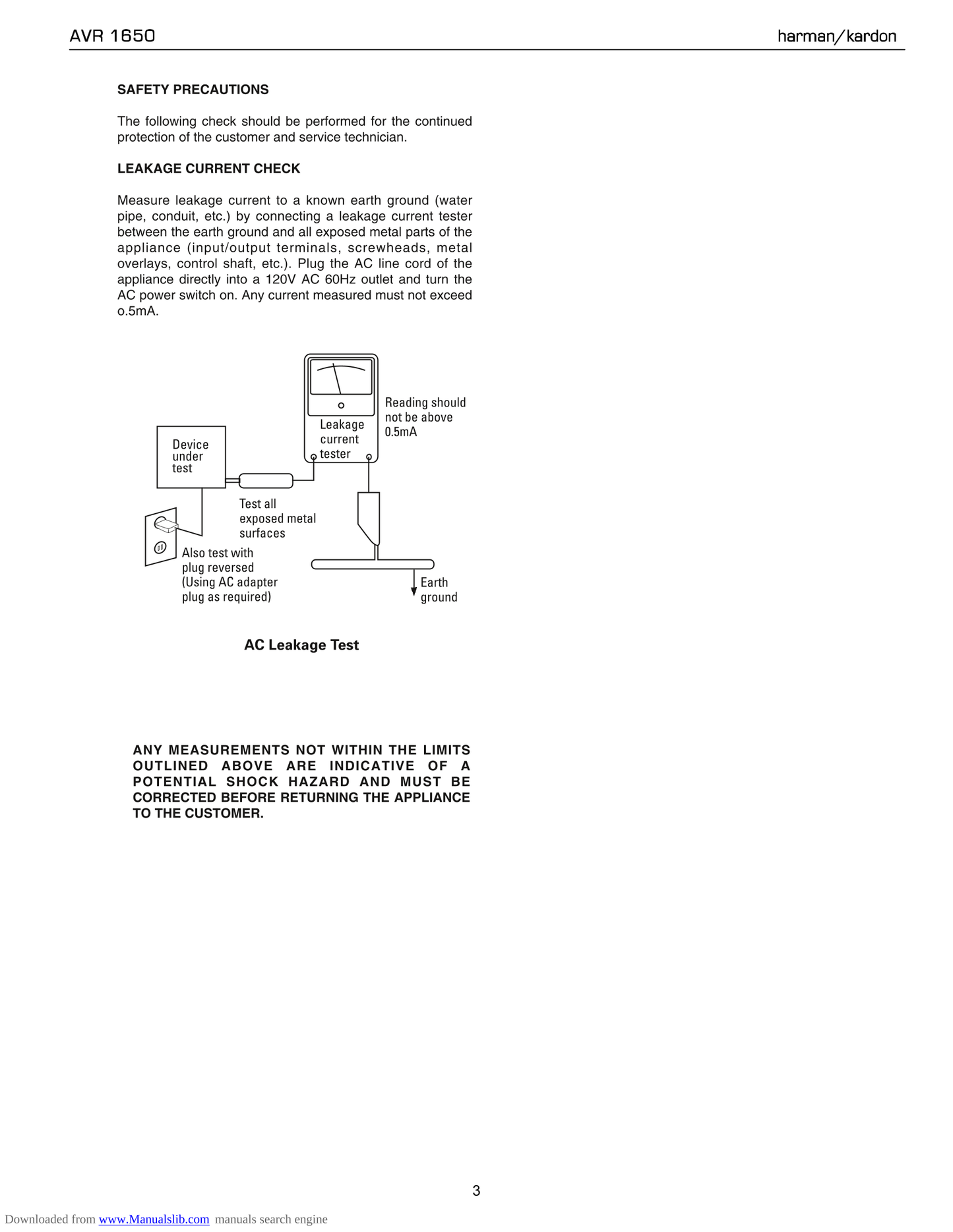 Harman/ Kardon AVR1650 AV Receiver Service Manual (Pages: 159)