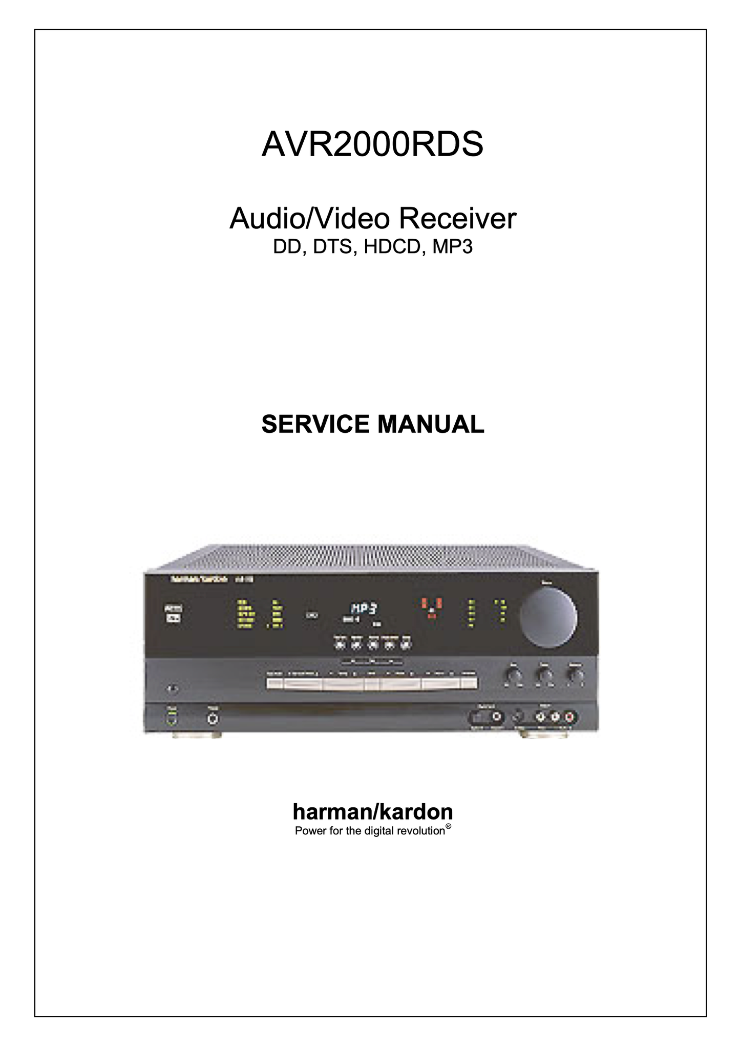 Harman/ Kardon AVR2000RDS Audio/ Video Receiver Service Manual (Pages: 80)