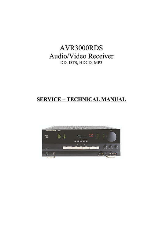 Harman/ Kardon AVR3000RDS Audio/ Video Receiver Service Manual (Pages: 75)