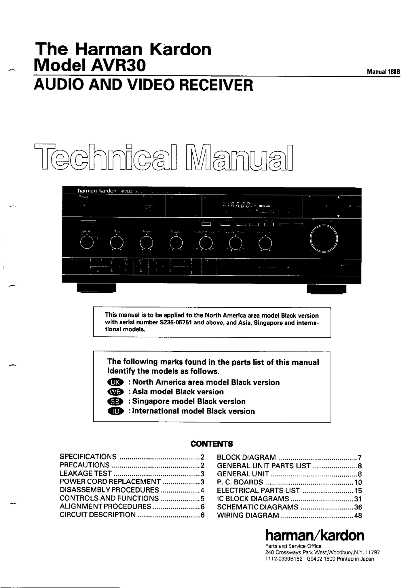 Harman/ Kardon AVR30 AV Receiver Service Manual (Pages: 78)