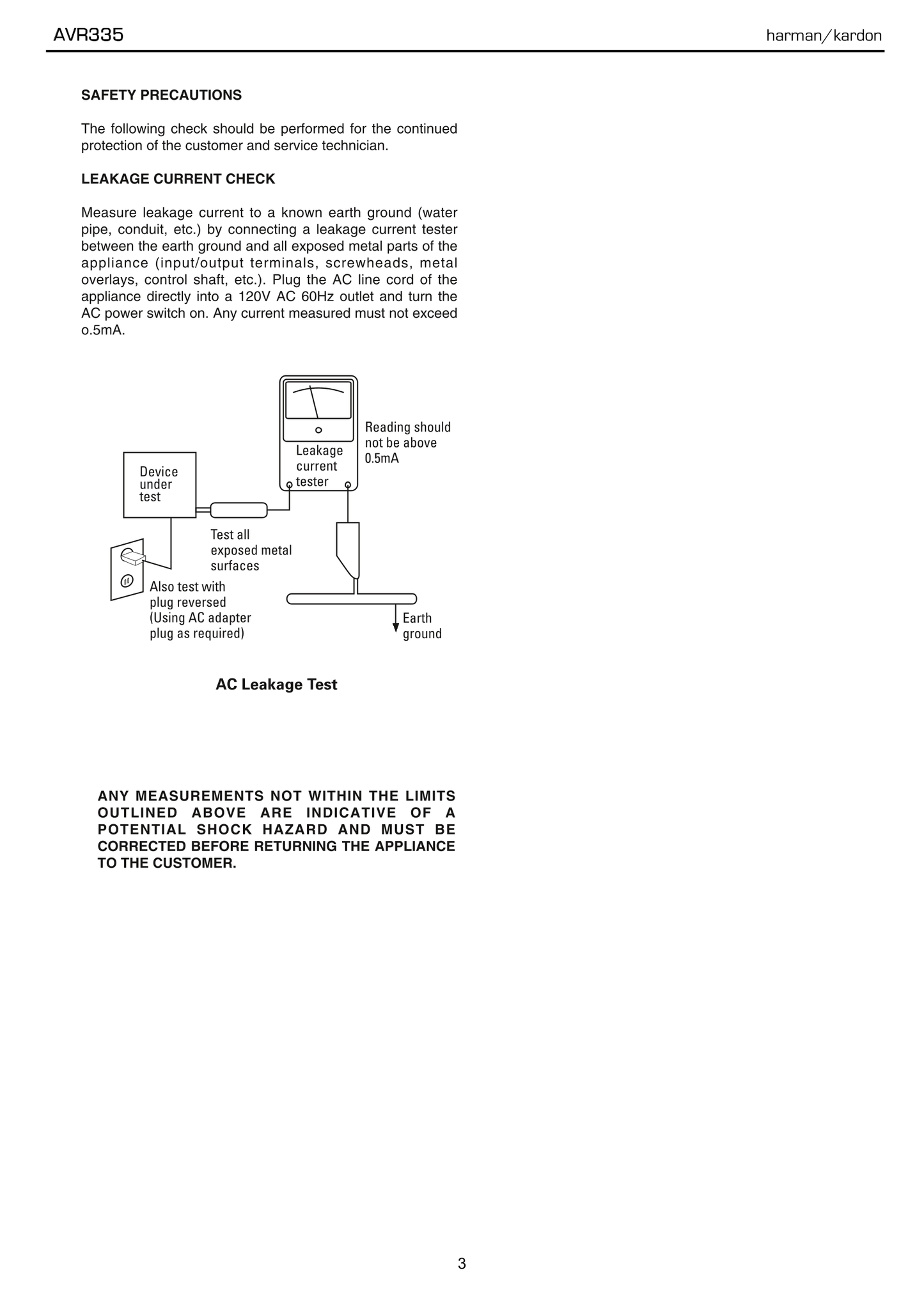 Harman/ Kardon AVR335 AV Receiver Service Manual (Pages: 127)