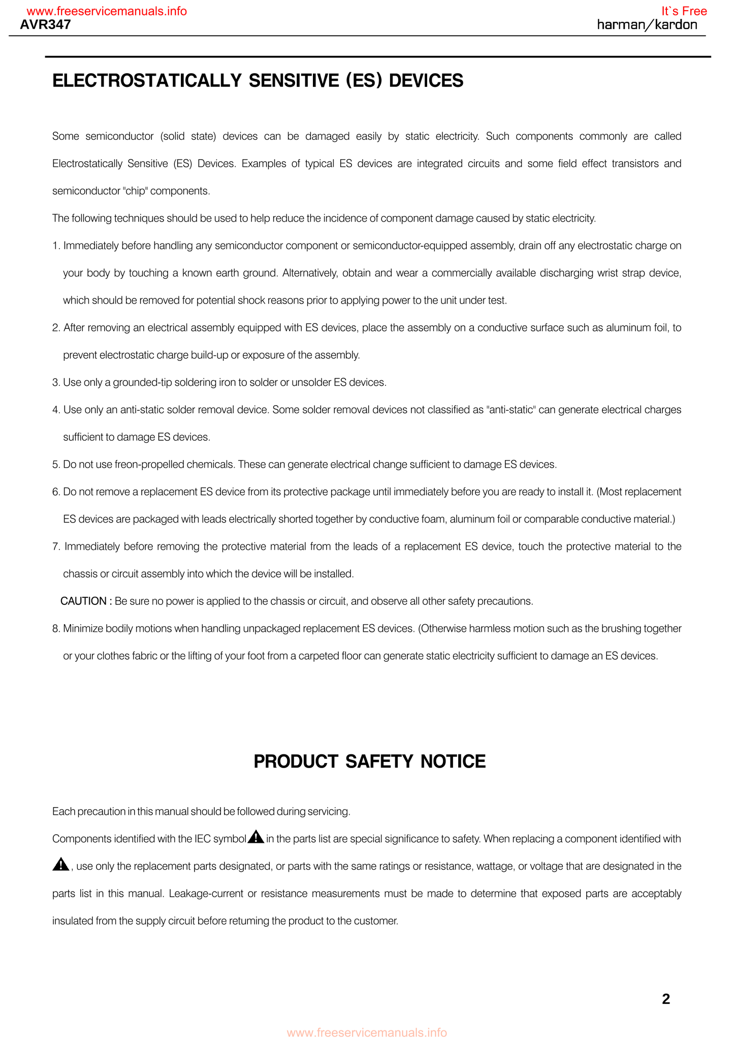 Harman/ Kardon AVR347 AV Receiver Service Manual (Pages: 218)