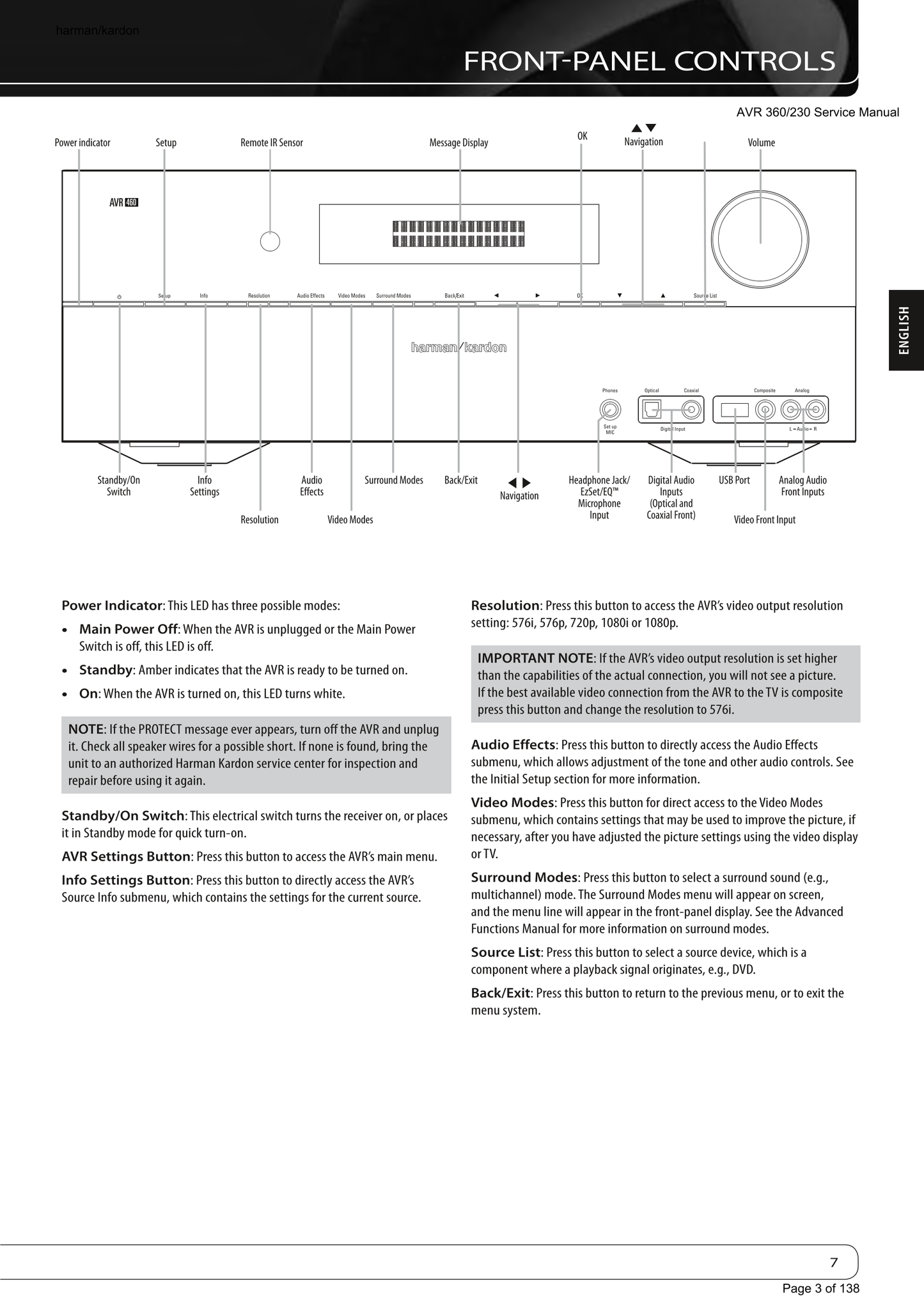 Harman/ Kardon AVR360/230 AV Receiver Service Manual (Pages: 138)