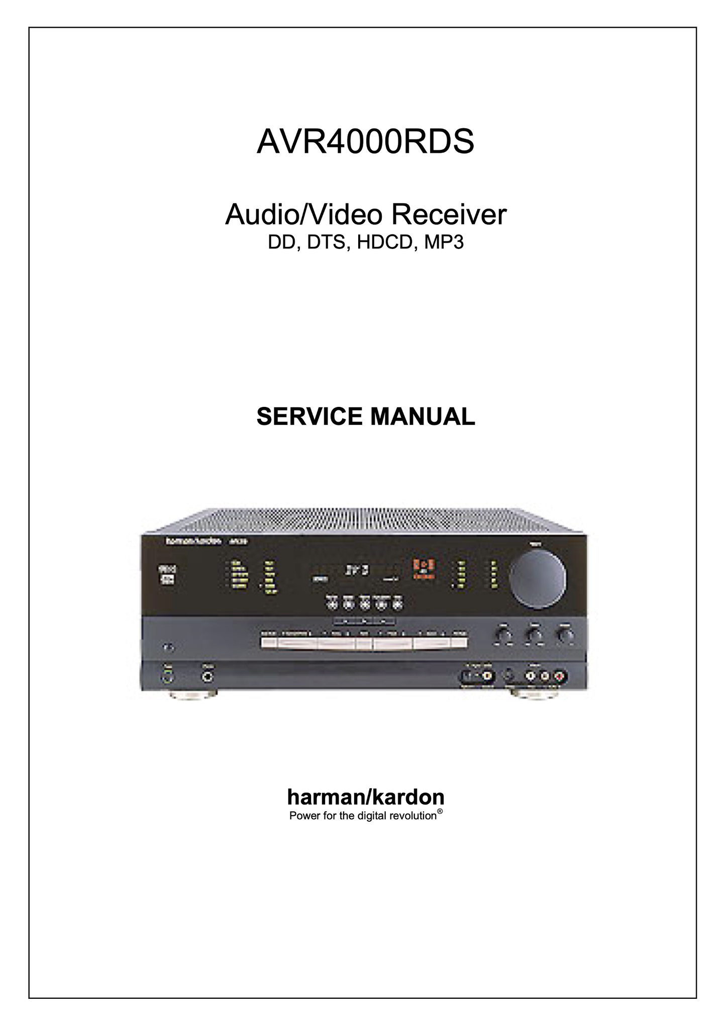 Harman/ Kardon AVR4000RDS Audio/ Video Receiver Service Manual (Pages: 85)