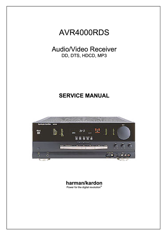 Harman/ Kardon AVR4000RDS Audio/ Video Receiver Service Manual (Pages: 85)