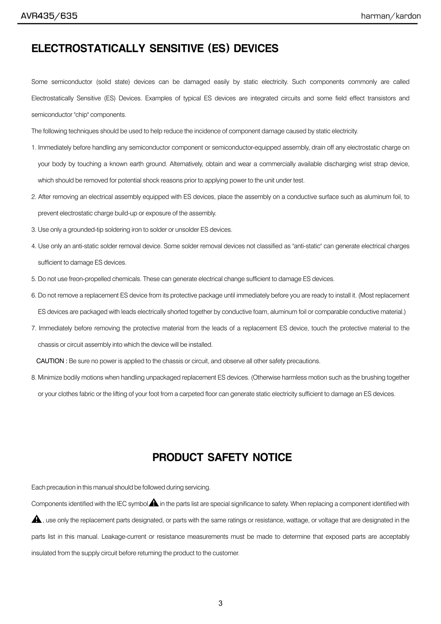 Harman/ Kardon AVR435 & AVR635 AV Receiver Service Manual (Pages: 142)