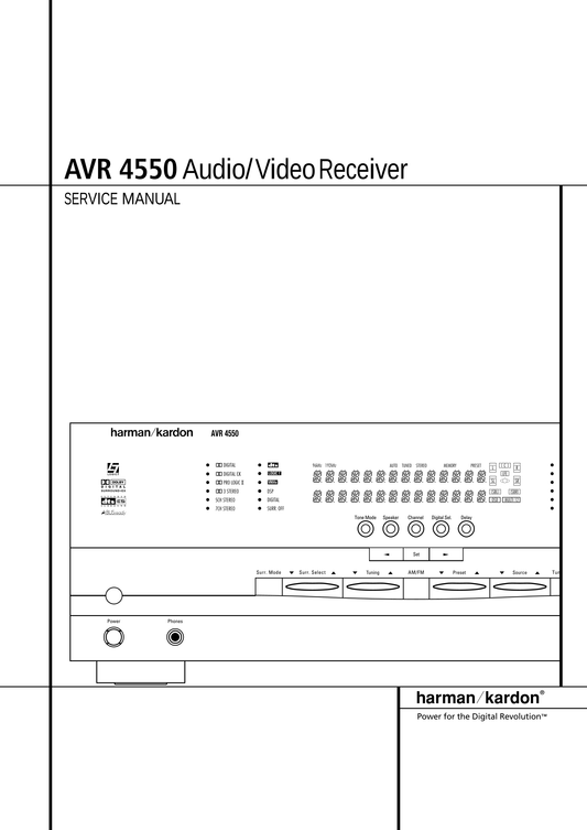 Harman/ Kardon AVR 4550 Audio/ Video Receiver Service Manual (Pages: 84)