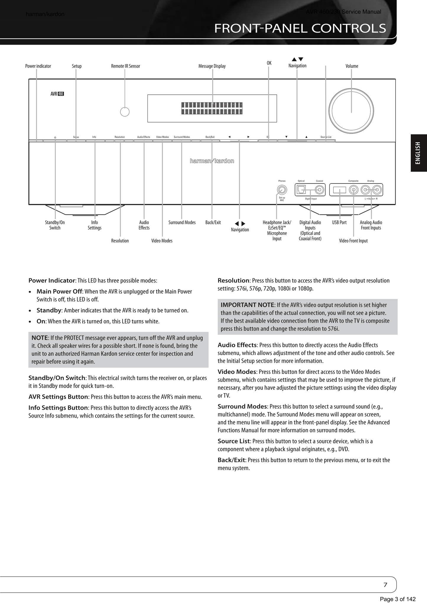 Harman/ Kardon AVR460/230 AV Receiver Service Manual (Pages: 142)