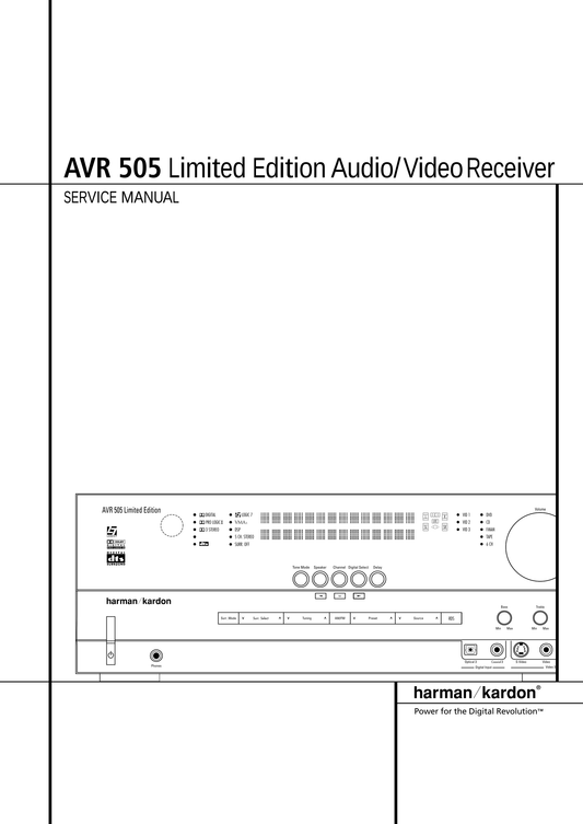 Harman/ Kardon AVR 505 Audio/ Video Receiver Service Manual (Pages: 55)