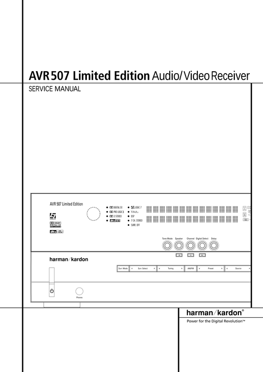 Harman/ Kardon AVR 507 Audio/ Video Receiver Service Manual (Pages: 69)