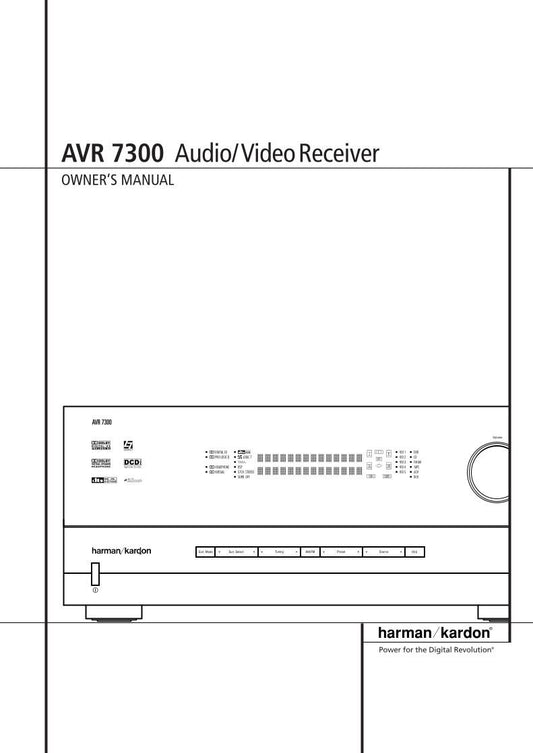 Harman-Kardon AVR7300 Audio System Operating Manual