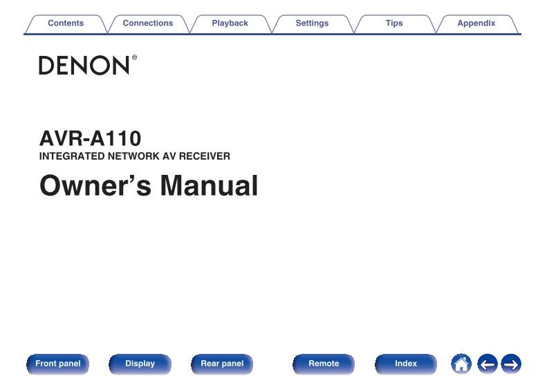 Denon AVRA110 Audio/Video Receiver Operating Manual