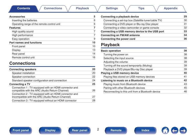 Denon AVRS530 BT Audio/Video Receiver Operating Manual