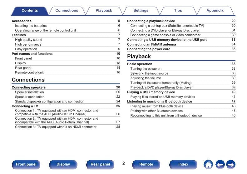 Denon AVRS540 BT Audio/Video Receiver Operating Manual