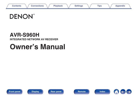 Denon AVRS960 H Audio/Video Receiver Operating Manual