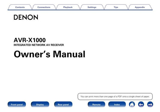 Denon AVR-X1000 Audio/Video Receiver Operating Manual