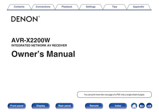 Denon AVRX2200 W Audio/Video Receiver Operating Manual