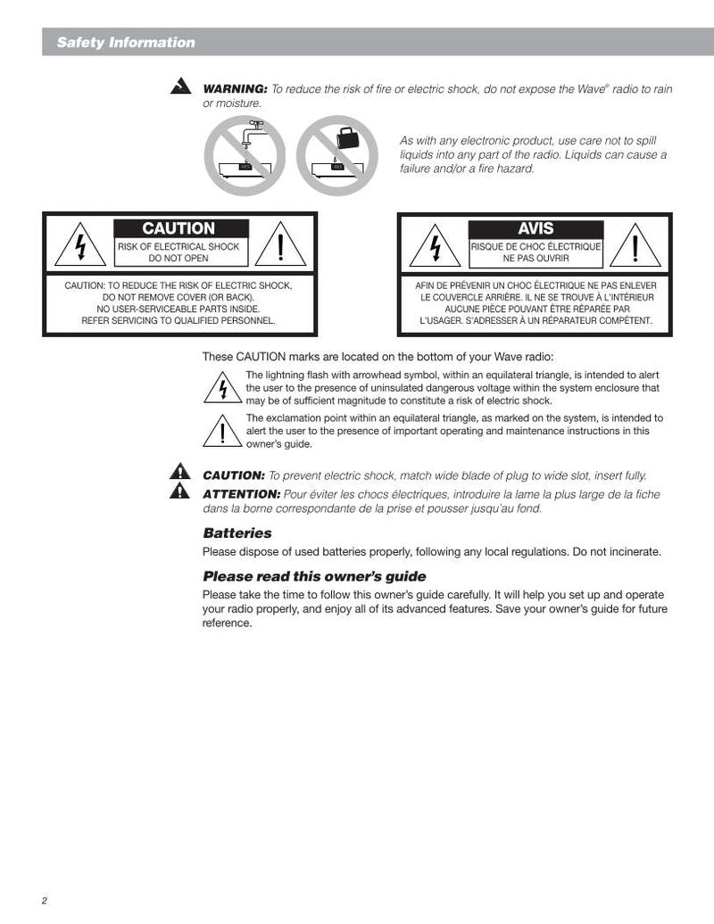 Bose AWR1 B 2 Audio System Operating Manual