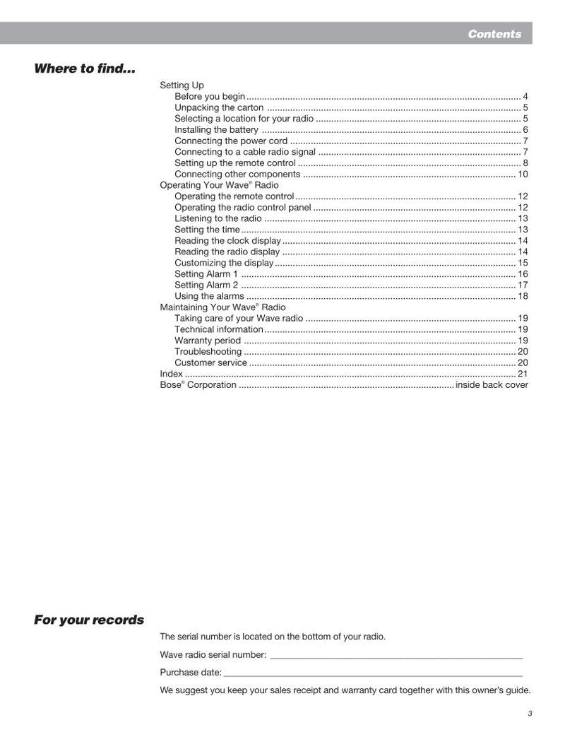 Bose AWR1 B 2 Audio System Operating Manual