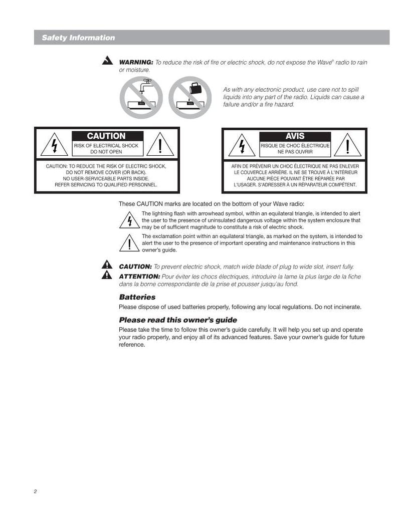 Bose AWRCC1 Audio System Operating Manual