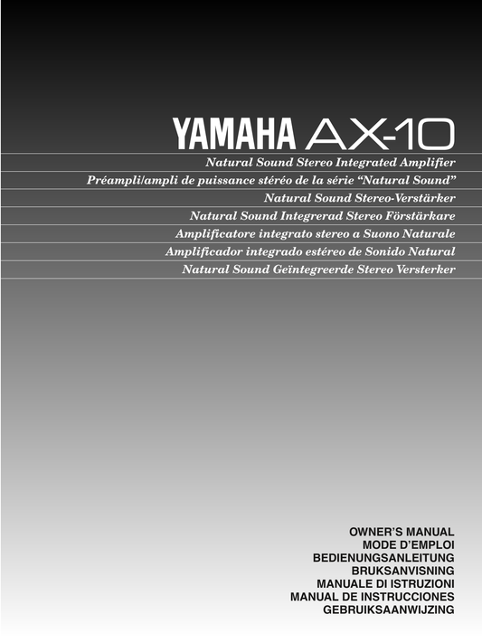 Yamaha AX-10 Amplifier Owner's/ User Manual (Pages: 13)