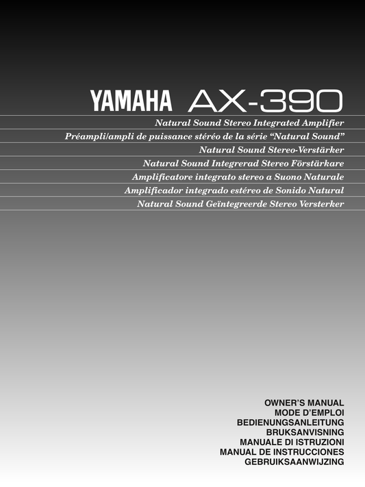 Yamaha AX-390 Amplifier Owner's/ User Manual (Pages: 14)