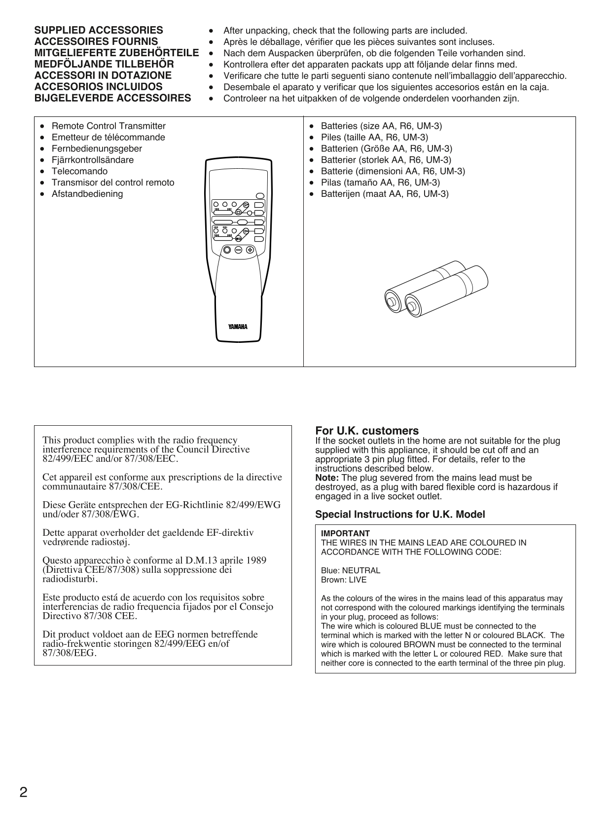 Yamaha AX-390 Amplifier Owner's/ User Manual (Pages: 14)