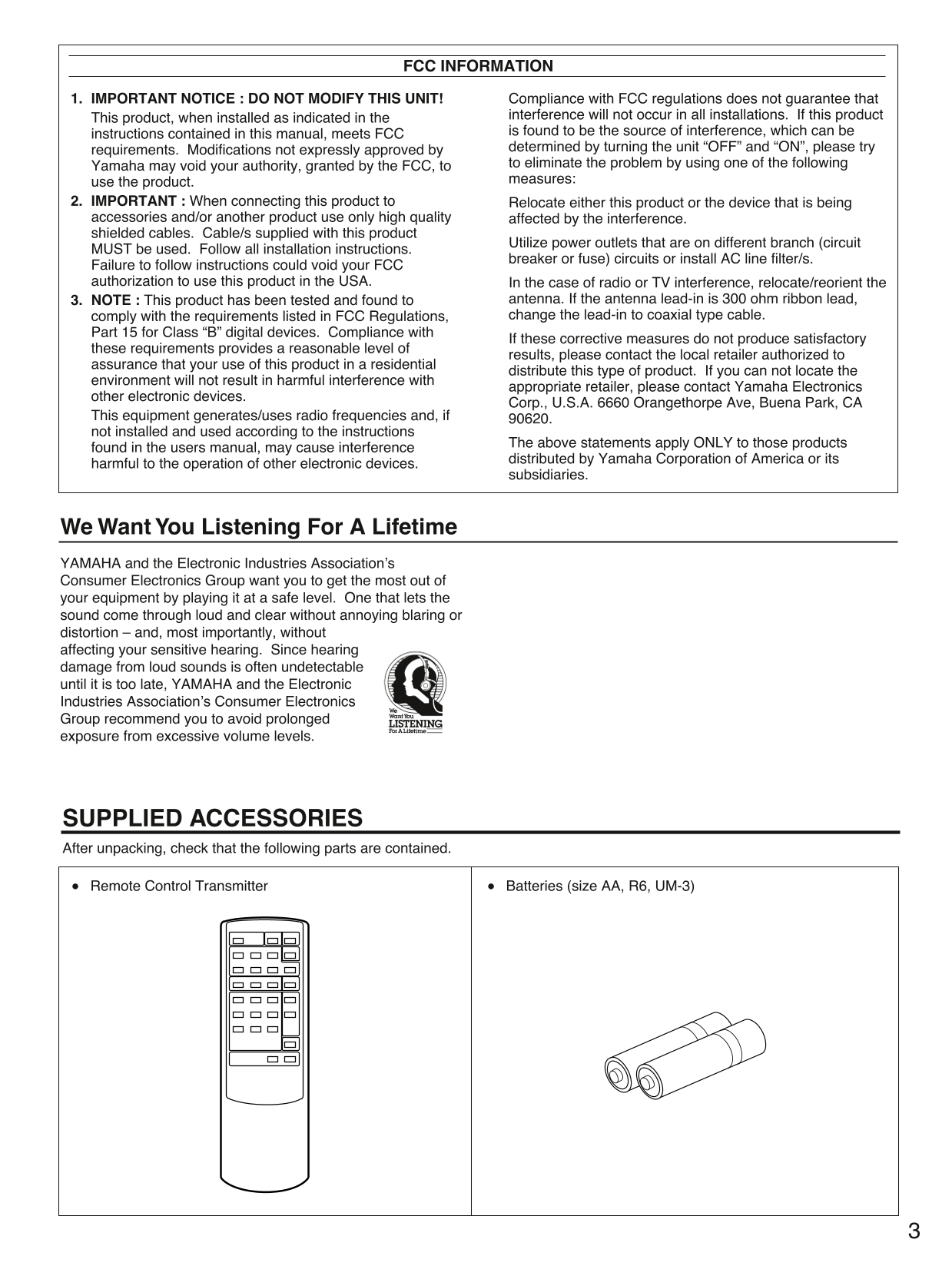 Yamaha AX-490 & AX-590 Amplifier Owner's/ User Manual (Pages: 15)