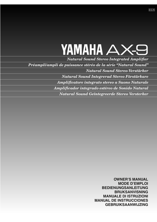 Yamaha AX-9 Amplifier Owner's/ User Manual (Pages: 15)