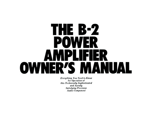 Yamaha B-2 Amplifier Owner's/ User Manual (Pages: 23)