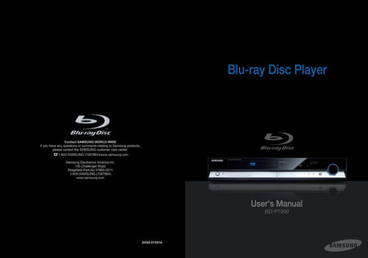 Samsung BDP1000 Blu-Ray DVD Player Operating Manual