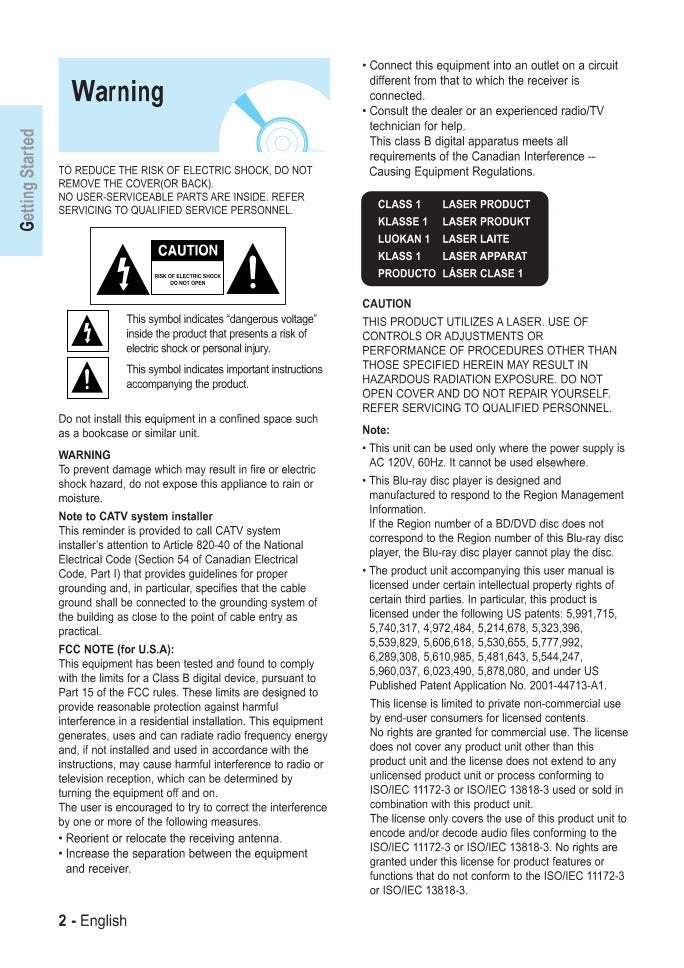 Samsung BDP1000 Blu-Ray DVD Player Operating Manual