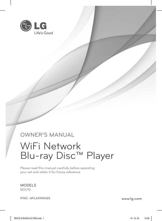 LG BD570 Blu-Ray DVD Player Operating Manual