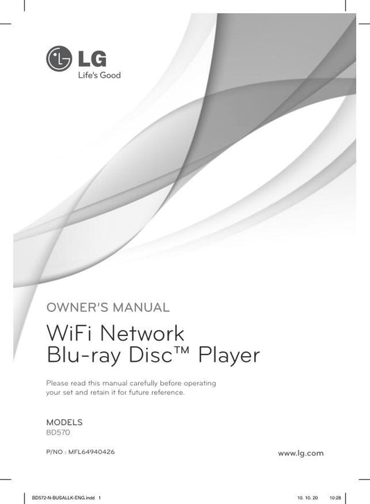 LG BD570 Blu-Ray DVD Player Operating Manual