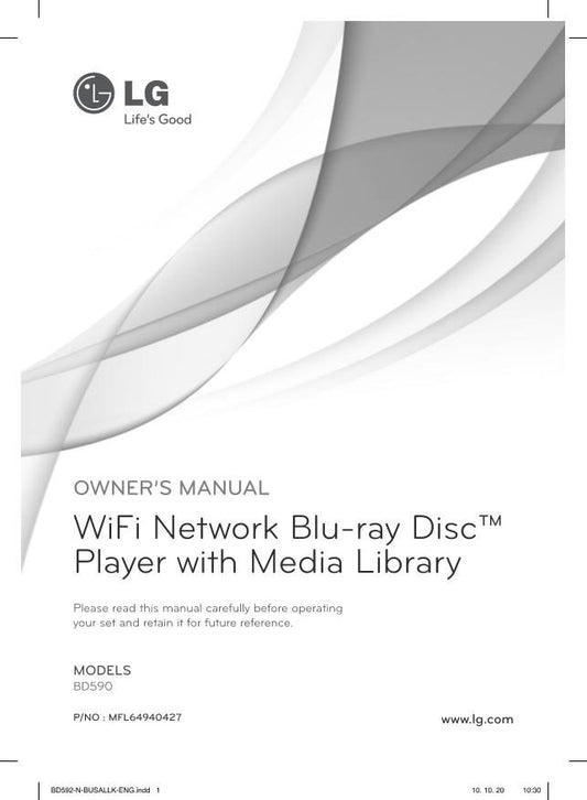 LG BD590 Blu-Ray DVD Player Operating Manual