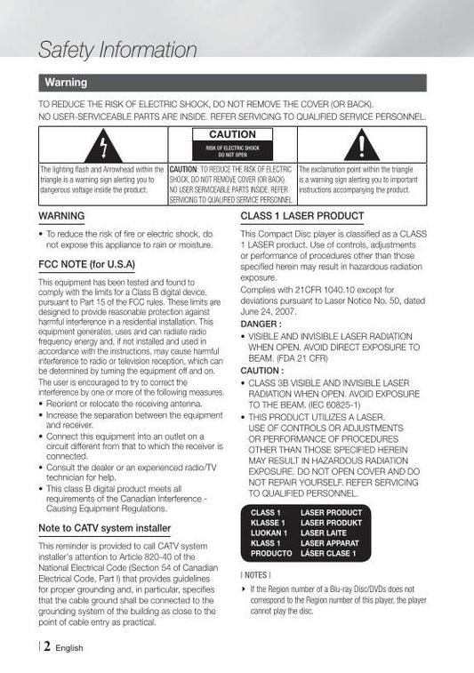 Samsung BDF5900 Blu-Ray DVD Player Operating Manual