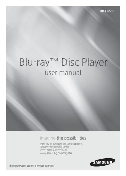 Samsung BD-H6600/ZA Blu-Ray DVD Player Operating Manual