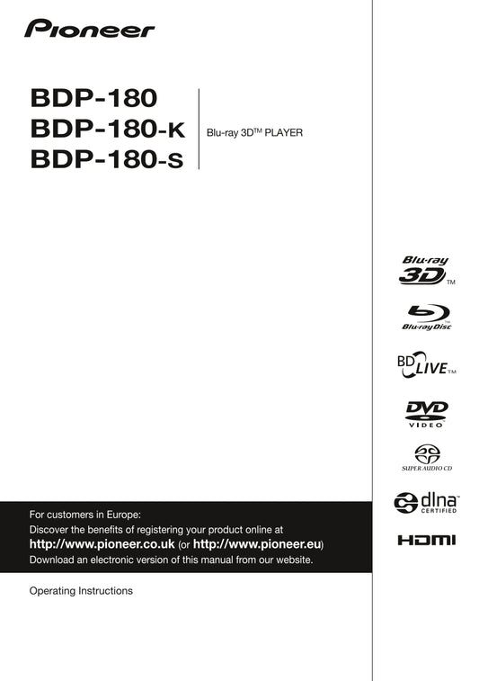 Pioneer BDP-180 Blu-Ray Player Owner/ User Manual (Pages: 64)