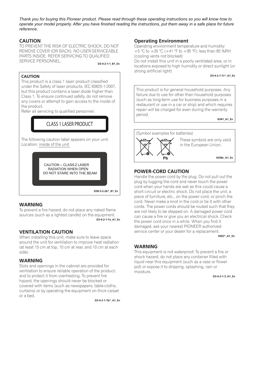 Pioneer BDP-3140 Blu-Ray Player Owner/ User Manual (Pages: 46)