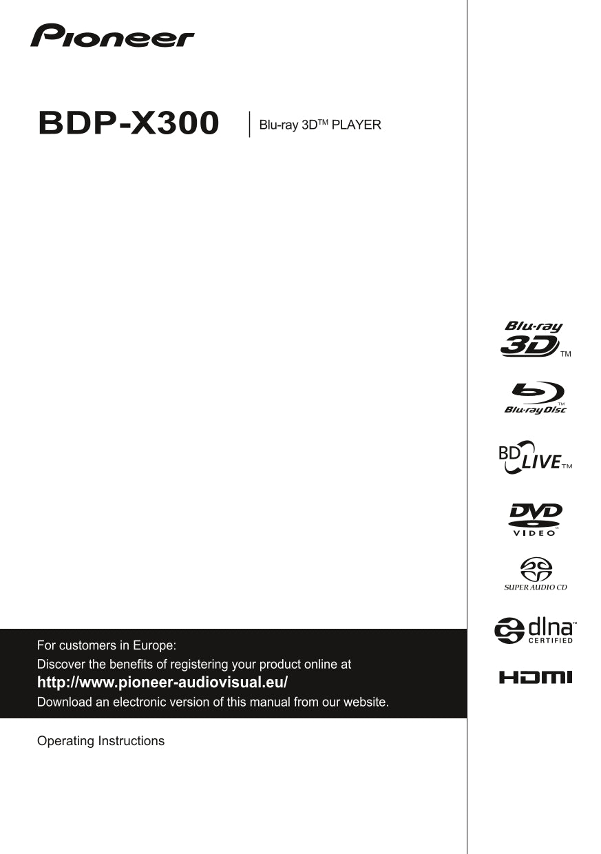 Pioneer BDP-X300 Blu-Ray Player Owner/ User Manual (Pages: 64)