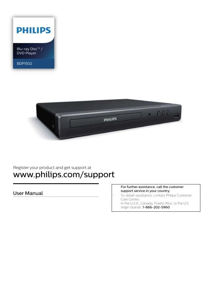 Philips BDP1502/F7 Blu-Ray DVD Player Operating Manual