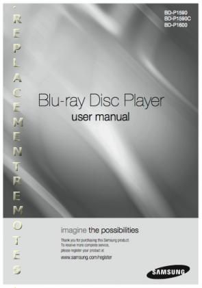 Samsung BDP1590 Blu-Ray DVD Player Operating Manual