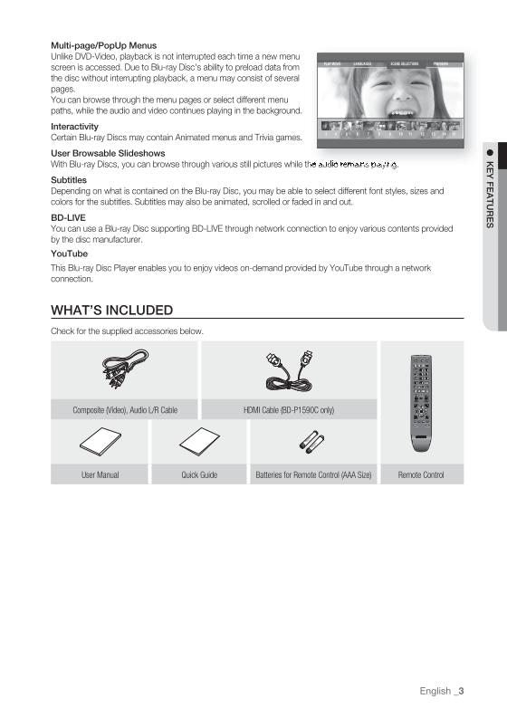 Samsung BDP1590 Blu-Ray DVD Player Operating Manual