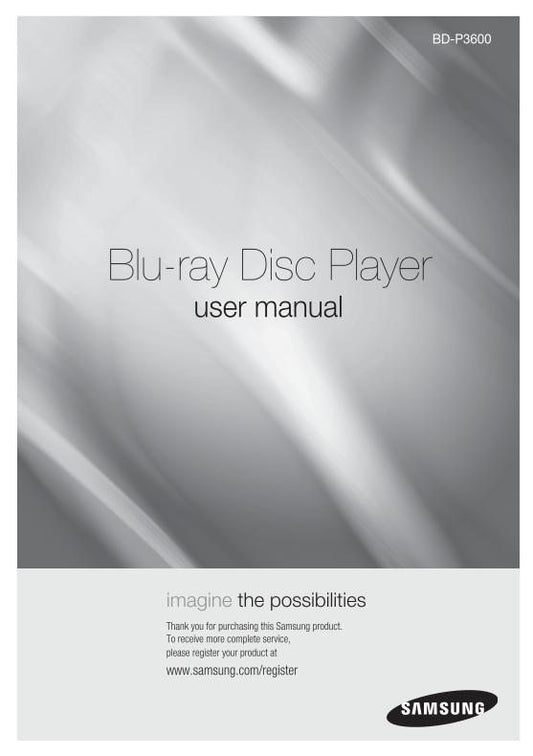 Samsung BDP3600 BDP3600XAC DVD Player Operating Manual