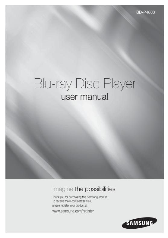 Samsung BDP4600 BDP4600/XAC BDP4600XAC DVD Player Operating Manual