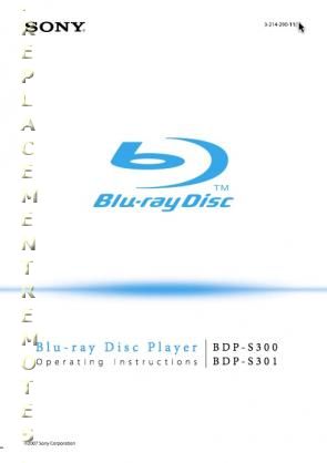 Sony BDPS300 BDPS301 DVD Player Operating Manual