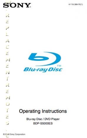 Sony BDPS5000ES Blu-Ray DVD Player Operating Manual