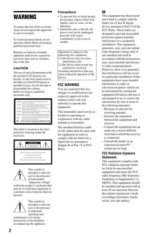 Sony BDPS560 Blu-Ray DVD Player Operating Manual