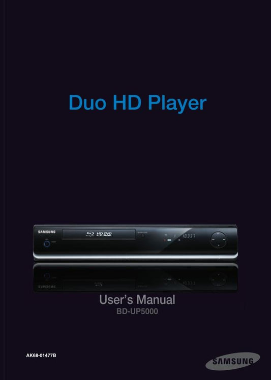 Samsung BDUP5000 Blu-Ray DVD Player Operating Manual